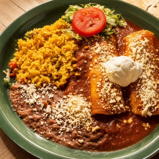 Spicy Queso Fresco Enchiladas.